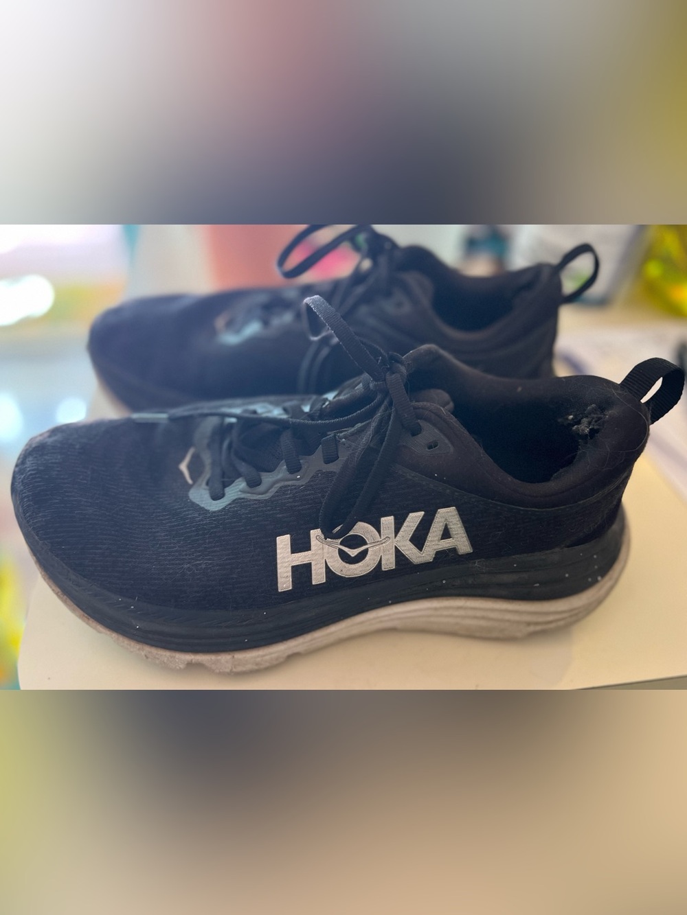 Hoka Gaviota 5 Wide Black & White Logo Running Sneakers 8 W